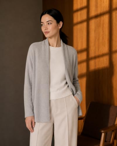 Image of State Cashmere Lightweight Mid-Thigh Cashmere Cardigan 100% Pure Cashmere Sweater Cashmere Wraps for Women