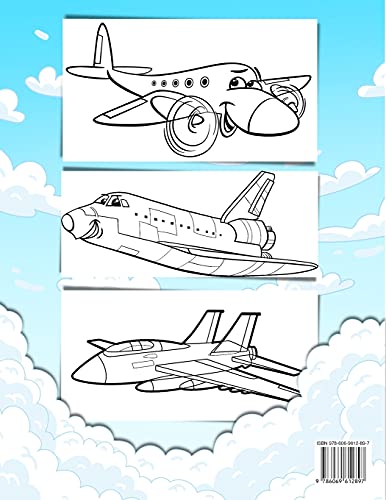 Aviones Libro De Colorear Para Niños: Libro De Colorear Con 50 Dibujos Para Niños Y Niñas De 5-7 Y 4