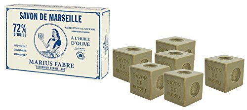 Marius Fabre - SAVON DE MARSEILLE 72% d''Huile d'Oolive - Boite de 6 X 400 Gr