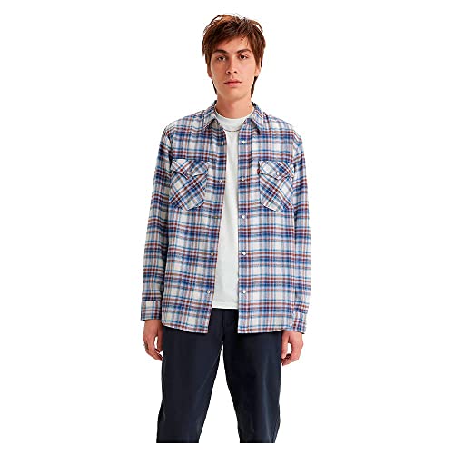 Levi's Herren Relaxed Fit Western Hemd, Humphrey Plaid Bright White, Weiß, XL