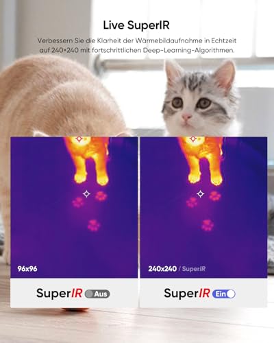 HIKMICRO E01 Wärmebildkamera SuperIR 240 x 240 IR-Auflösung Handheld Infrared Camera Thermal Imaging 20Hz Bildwiederholrate, Kompakte Thermokamera mit Laserpointer, -20°C bis 400°C