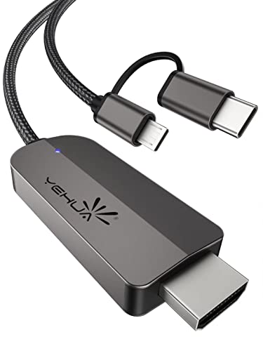 【Ampia compatibilità】 Il cavo da micro USB a HDMI è ampiamente utilizzato nei dispositivi Android, come LG/Sony/TCL/OnePlus/Huawei/Xiaomi e tablet iOS (interfaccia USB C). Nota: a causa dell'applicazione protetta 