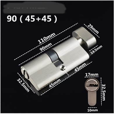 Cilindro per serratura, Serratura di sicurezza a cilindro 55-120 mm 5 chiavi con apertura su un lato, altezza 32(Length 90mm)