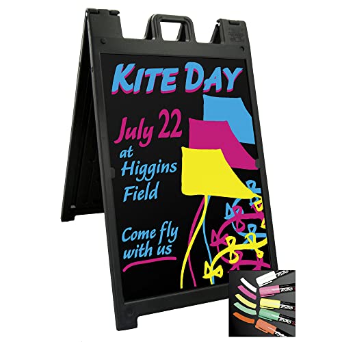 Plasticade 140Nsbkboxed Signicade Deluxe A-Frame Sidewalk Curb Sign Portable Folding Double-Sided Display With Quick-Change System, Black #TOP5