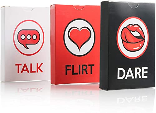 Image of Tickles 3 in 1 Fun & Romantic Game Night Box Set with Conversation Starters, Flirty Games and Cool Dares - Choose from Talk, Flirt Or Dare Cards for Couples Adults (Ages: 18+)