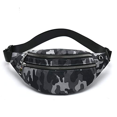 MOCE Waist Bag Fanny Pack for Men & Women Fashion Water Resistant Hip Bum Bag with Adjustable Belt for Travel Hiking Running Outdoor Sports.(Black/Gray Camo)
