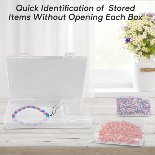 Image of 24 Pack Clear Plastic Storage Boxes with Hinged Lids | Clear Plastic, 4 Sizes, Stackable Hinged-lid Boxes for Beads, Jewelry, Crafts, Hardware, Drawers, and Small Parts
