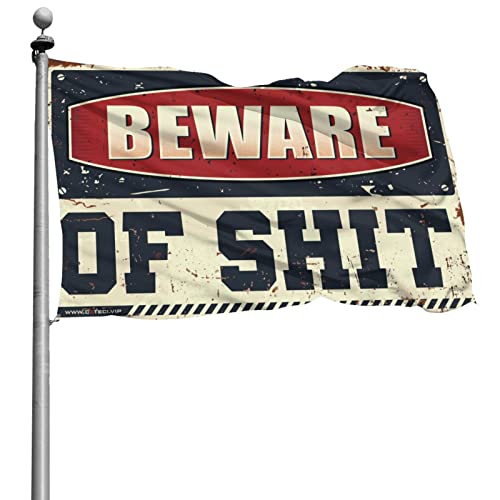 Drapeau Beware Of Shit grand format 152 x 244 cm décoration extérieure humour