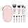 Kit Mini Pincéis de Maquiagem Premium 10 Peças Travel Size com Nécessaire – Cerdas Macias para Base, Blush, Pó, Sombras e Corretivo – Portátil e Multifuncional - (Rosa)