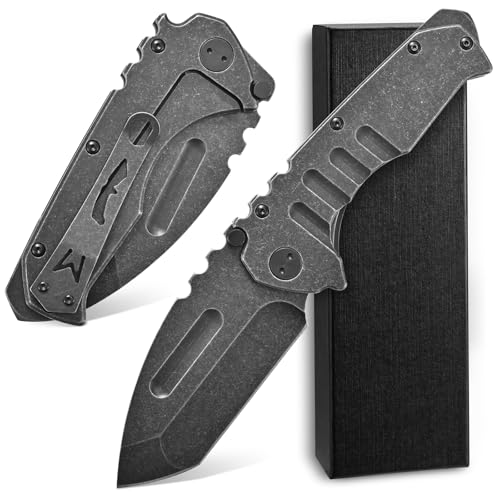 Ccanku C1137 Folding Knife, D2 Steel Blade Steel Handle EDC Tool Knife for Outdoor Camping Hiking Fishing (Steel)