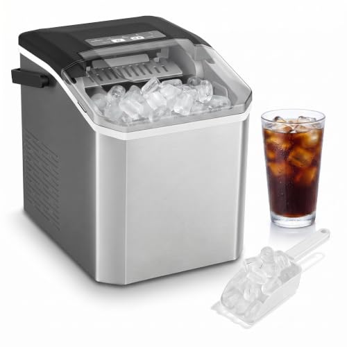 Ice Maker Machine Countertop – Portable Ice Cube Maker Machine with 12kg/Day, Self-Cleaning, 2 Bullet Ice Sizes – Small Ice Machine for Home, Office, Camping & Party
