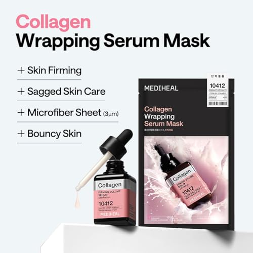 Image of MEDIHEAL Wrapping Serum Mask [Firming Volume] - Deep Elasticity Boosting Face Sheet Mask, Retinol & Adenosine - Smooths Fine Lines with Micro Liposome Delivery (10 Sheets)