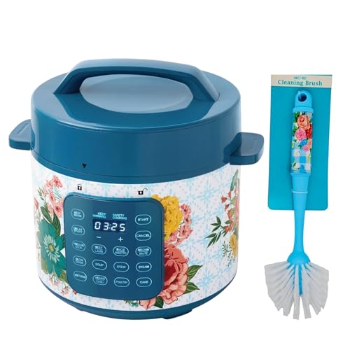 Pioneer Woman Fancy Flourish 6-Quart Pressure Cooker with Touch Control Display with All Purpose Pioneer Kitchen Brush, Bundle