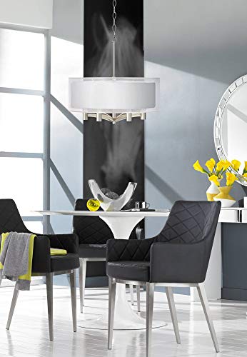 Possini Euro Design Caliari Brushed Nickel Pendant Chandelier 22" Wide Modern Double Drum Shade 6-Light Fixture For Dining Room House Foyer Entryway Kitchen Bedroom Living Room High Ceilings #TOP6