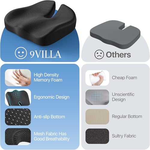 Image of Pro Coccyx Seat Cushion, Extra Large Memory Foam Cushion for Office Chair Cushions, Ergonomic Cushions Pad Pillow for Pressure Relief Sciatica & Pain Relief for Long Sitting (Black)