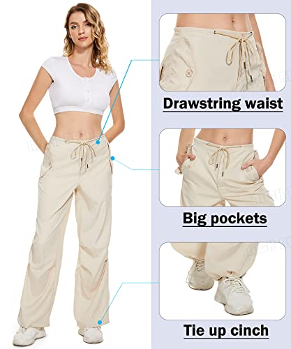 Women's Baggy Cargo Pants Y2K Parachute Pants Low Waisted Casual Streetwear Hippie Jogger Pants Drawstring Trousers4