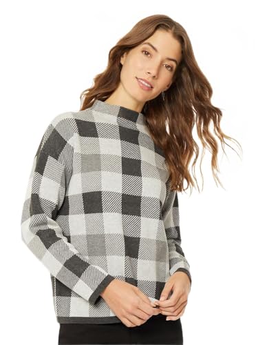 Image of Jones New York Women's Mock Neck Long Sleeve Jacquard Sweater