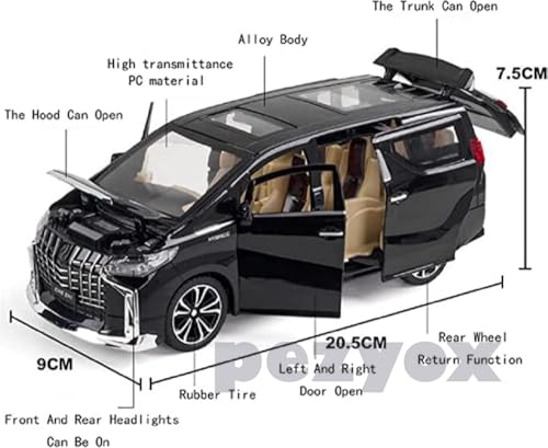 Image of Toyota Alphard MPV 1:24 Big Size Diecast Scale Model Alloy Metal Pull Back Toy car for Kids with Openable Doors & Light, Music Toy Vehicle for Kids (White)