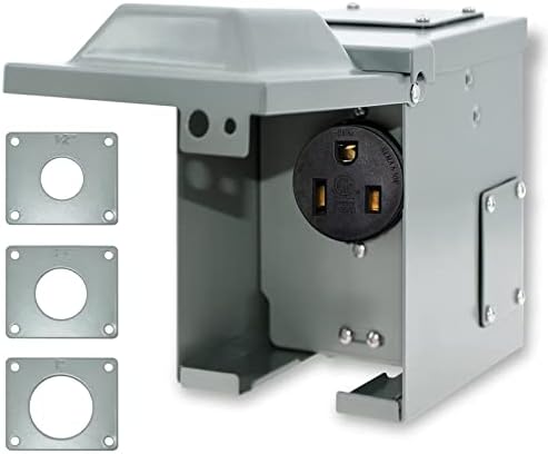 Suplevel 50 Amp 6-50R Outlet Box 250 Volt, Enclosed Lockable Weatherproof Outdoor Electrical NEMA 6-50R Receptacle Panel Heavy Duty Box Pre-Drilled, For Welder EV RV Electric Car Generator, ETL Listed