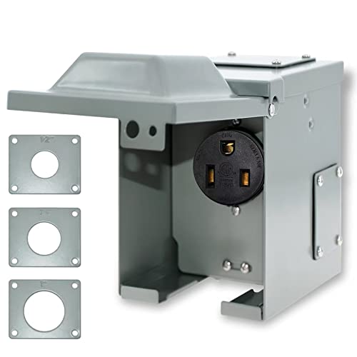 Suplevel 50 Amp 6-50R Outlet Box 250 Volt Enclosed Lockable Weatherproof Outdoor Electrical NEMA 6-50R Receptacle Panel Heavy Duty Box Pre-Drilled For Welder EV RV Electric Car Generator ETL Listed