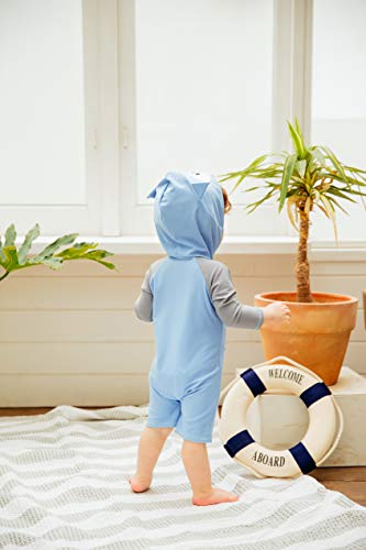 Image of VAENAIT BABY Zip & Snap Rash Guard Swimsuit, UPF 50+ One-Piece Long Sleeve Swimwear, Quick Dry Infant Beach Suit for 0~2T