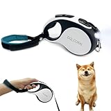 【脱落防止ストラップ付】犬 リード 伸縮 中型犬 LED ライト付き 【光るリード】 長さ 5m 充電式 伸縮 犬用 リード 自動巻き ストラップ付き 光反射 夜散歩 小・中型犬用 dog leash (ブルー色ストラップ付き) cwse-003-m-hl