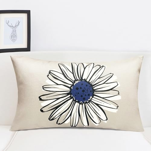 RYSMIYOU Decorative Throw Pillow Covers Set of 4 Blue Pillow Covers 12x20 inch Throw Pillow Cases Linen Square Pillow Case,Farmhouse Outdoor Modern Boho Pillow Covers for Couch Sofa Living Room by RYSMIYOU - Image 5