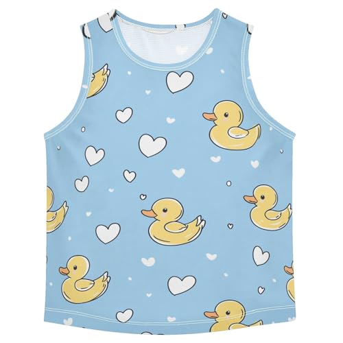 Bolaz Boys Athletic Quick Dry Tank Top Sleeveless Workout T Shirts Age 11-15,Duck on Blue