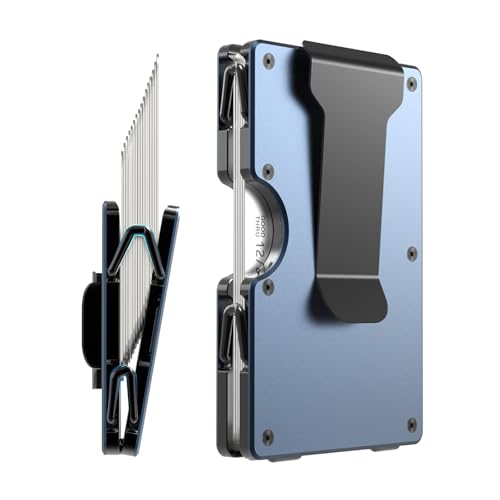 Men Card holder wallet with Money Clip, Credit Card Holder Carbon Fiber Matte, Minimalist Wallet for Men, Slim RFID Wallet