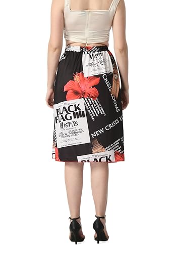 Image of VAGISHA Blooming Below Knee | Middi Printed A-line Skirt for Women's /Girl's |100% Polyblend | Soft & Breathable Fabric | Elastic Band | Casual Wear |M-XXXL|28 inch-36 inch inches