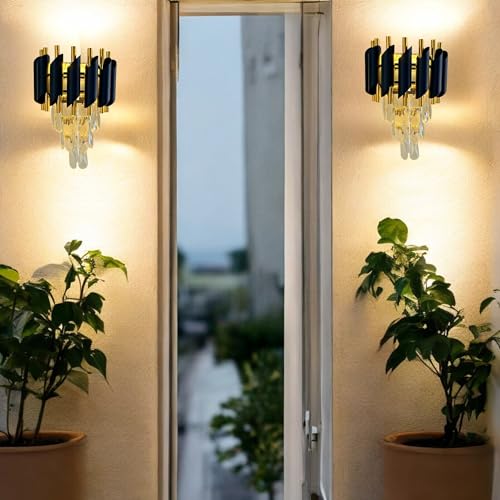 Image of Black Mamba Wall Light (Metal and Crystal), Pack of 2