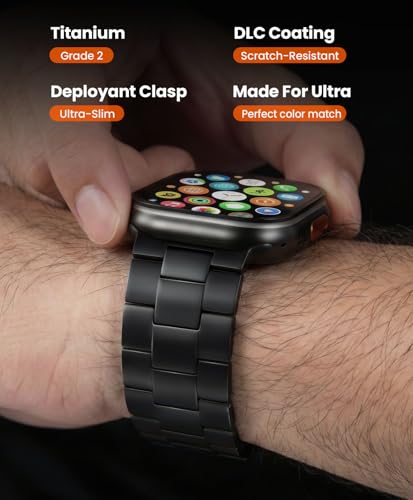 Image of Titanium Watch Band Compatible with Apple Watch Ultra 3 & Ultra 2 1 49mm - 26mm Wide-Body Metal Apple Watch Ultra Band with Scratch Resistant DLC Coating for men - CRNS01 Business Series