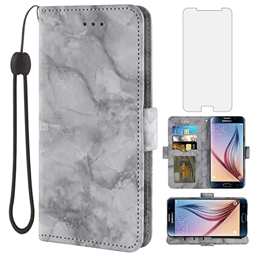 Housse protection Samsung Galaxy S6 style marbre noir avec verre trempé inclus