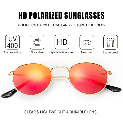 Image of Kursan Small Round Metal Polarized Sunglasses for Men Women Mirrored Lens Classic Circle Sun Glasses