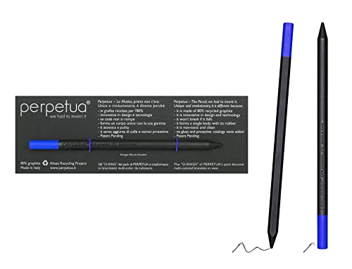 Perpetua Ecological Pencil Blue Eraser. Lapis Made of Recycled Graphite, With Embedded Blue Rubber. Design And Technology Together For Writing And Drawing. Gift Ideas