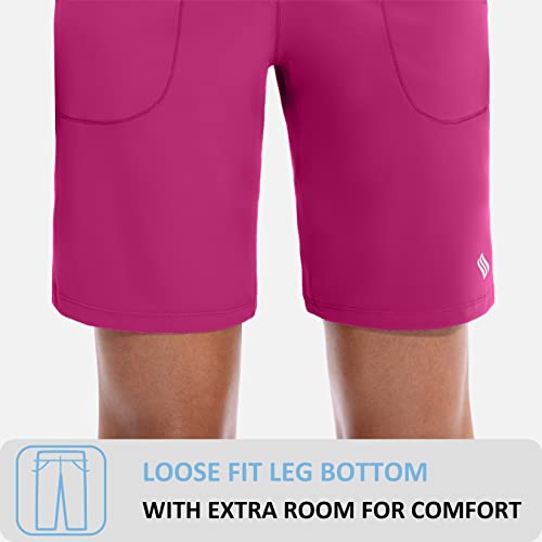 Image of SANTINY Bermuda Shorts for Women with Zipper Pocket Womens High Waisted Long Shorts for Running Workout Athletic