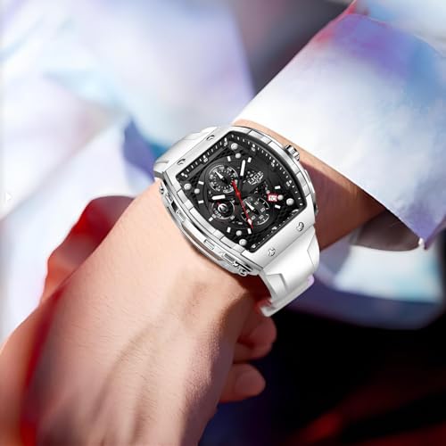 Image of LIGE Mens Watches Luxury Tonneau Watches for Men Waterproof Analog Watch Chronograph Calendar Date Men's Dress Business Work Watch Large Square Face Wristwatch