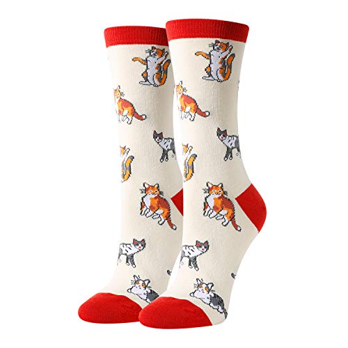 HAPPYPOP Family Cat Socks for Women Girls, Cute Kitty Socks, Funny Gift for Cat Lovers