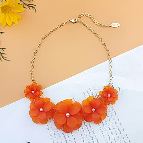 Bocar Flower Collar Necklace, Floral Flower Summer Beach Statement Choker Necklaces for Women and Teen Girls, Handmade Women Jewelry Party Gift3