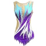 PONNYC B,XL, Maillots De Gimnasia Rítmica Sin Mangas Vestidos De Patinaje Artístico para Niñas Hechos A Mano Faldas De Competición De Patinaje sobre Hielo Ropa Deportiva De Invierno