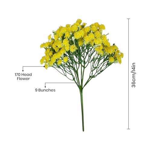 Image of Art Street Artificial Baby Breath Yellow Flowers|Christmas Mothers Day Gifting, Flowers for Vase | Decoration Items for Living Room| Set of 2 (Size: 14 Inch)