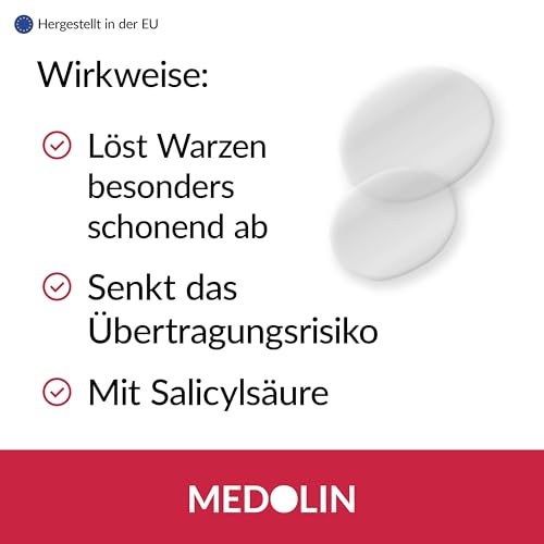Medolin® Warzenpflaster - Pflaster Warzenmittel mit Salicylsäure - Besonders schonend - Einfache Anwendung - Zum Warzen entfernen, 22 Stück