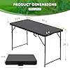 BestOffice 4 FT Picnic Table Folding Table Camping Plastic Table Fold Up Table Lock for Party Event, Black #2