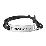 Yiyang Women Jewelry Bracelet Inspirational Lether Wrap Handmade Personalized Gift for Her Feminist