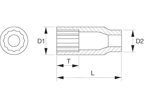 Vaso Serie Larga Con Cuadradillo De 1/4" Y Perfil Bi-Hexagonal De 9 Mm - 2