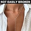 Aestustheri Long Layered Necklace for Women - Trendy Y-Shaped Drop Pendant Necklace, Simple Beaded Chain, Long Pendant Necklaces for Women, Fashion Jewelry Gift for Her, silver #5
