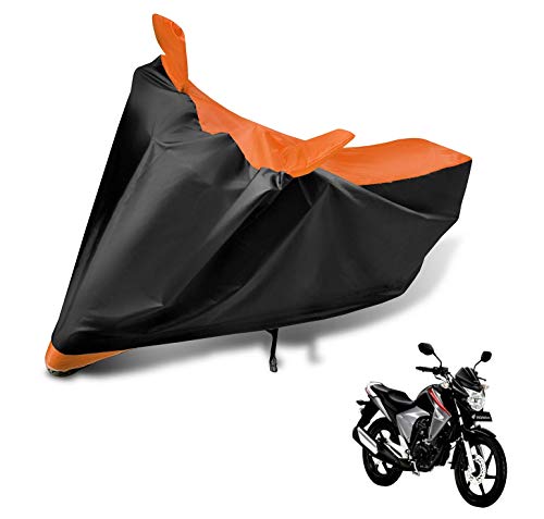 Image of Auto Hub Bike Cover Compatible with CB Unicorn with Mirror Pocket, Dustproof, Heat Resistant, Triple Stitched, CB Unicorn Bike Cover- Black, Orange