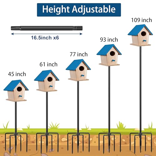image for Ottsuls Bird Feeder Pole, 109 Inch Heavy Duty Bird House Pole Kit for 