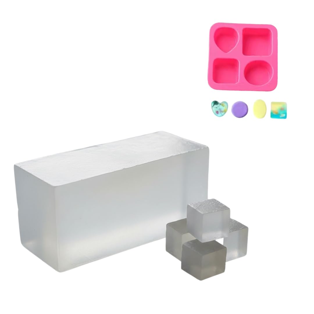 Coconut Glycerin Soap Base 500gm with Silicone Mould, Melt and Pour Soap Making Kit for Moisturising Skin-image-7