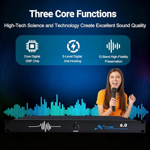 Image of Syskonics Professional 6 Channel Feedback Suppressor | 6 Input 6 Output Automatic Anti-Howling Processor | XLR Audio Noise Reduction Processor for Stage, PA System, Church, Conference & Karaoke